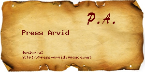 Press Arvid névjegykártya